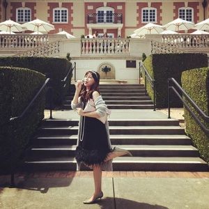 Bcbg Black Feathered Cocktail Dress